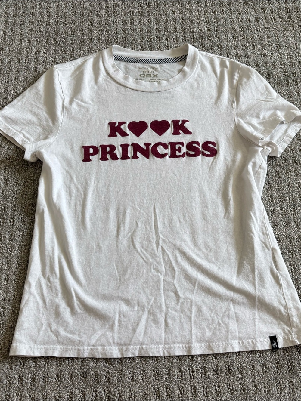 Volcom White Tee with Berry Pink 'PRINCESS' Graphic